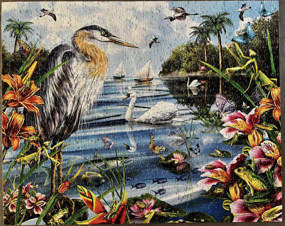 ***Blue Heron & Friends-missing 2 Pc Diane G - White Mountain puzzle collectible [Barcode 724819251087] - Main Image 2