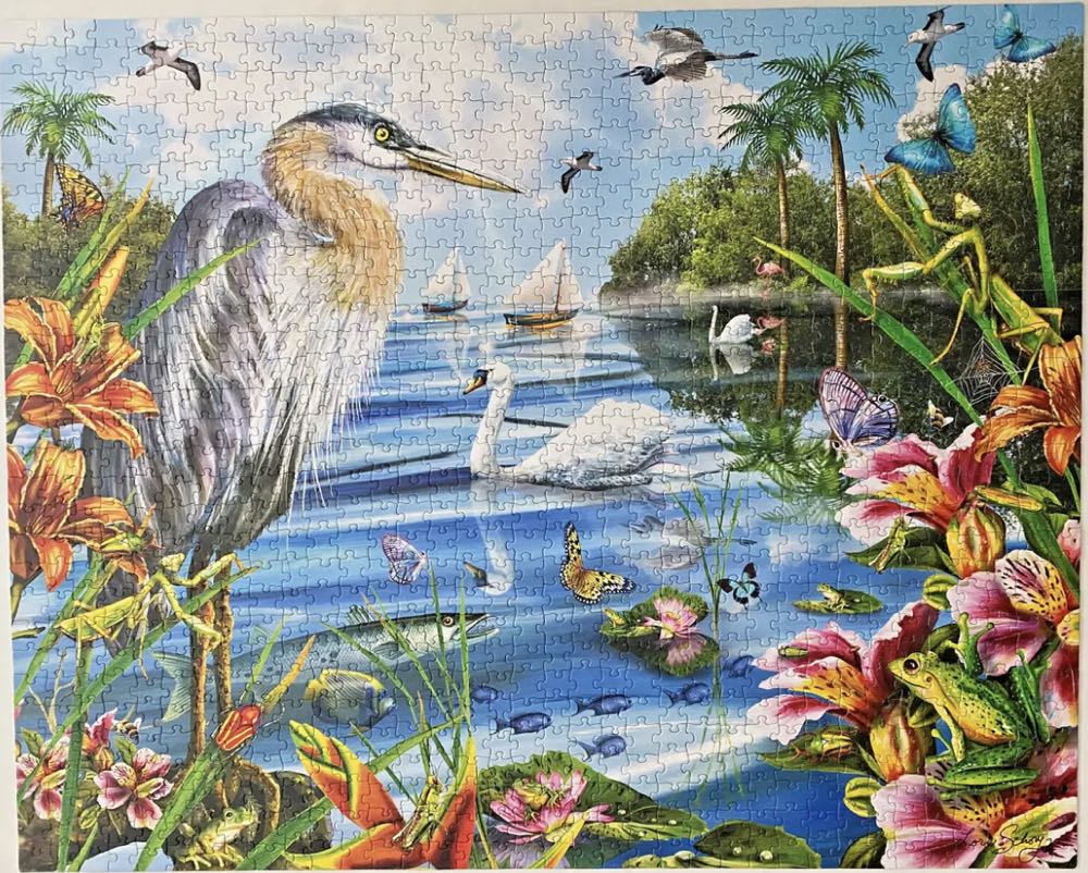 ***Blue Heron & Friends-missing 2 Pc Diane G - White Mountain puzzle collectible [Barcode 724819251087] - Main Image 4