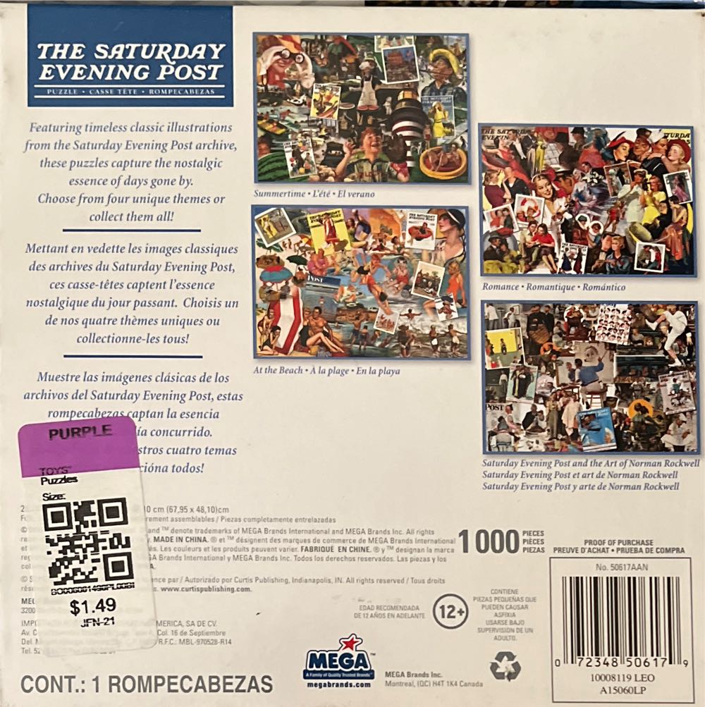 The Saturday Evening Post and Romance - Mega Puzzles puzzle collectible [Barcode 072348506179] - Main Image 2