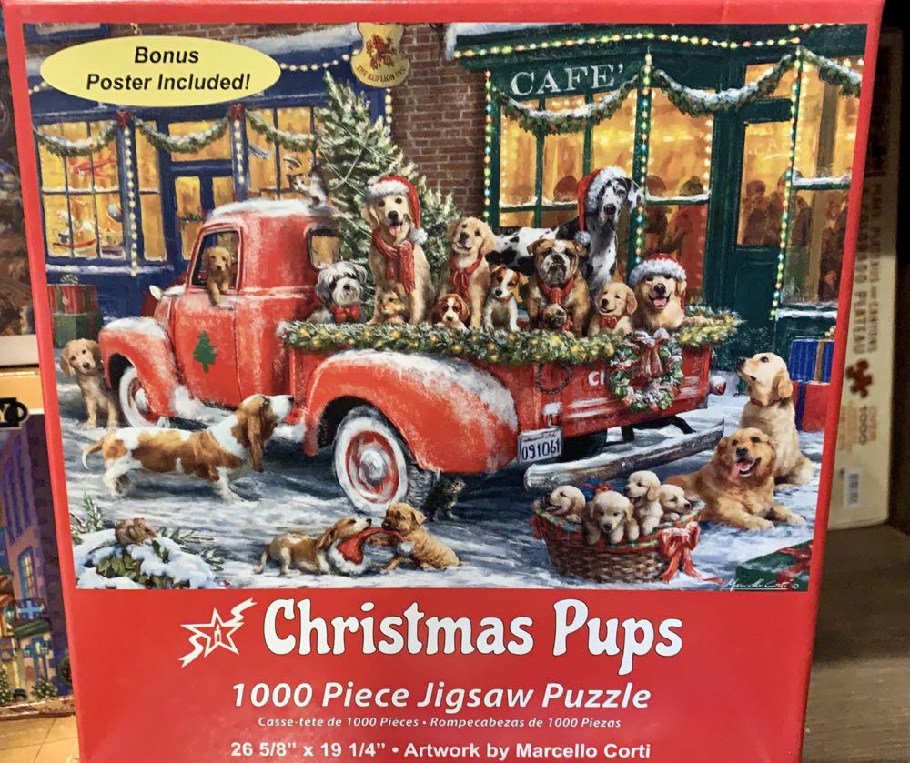 Christmas Pups (V) - Vermont Christmas Company puzzle collectible [Barcode 819273029010] - Main Image 2