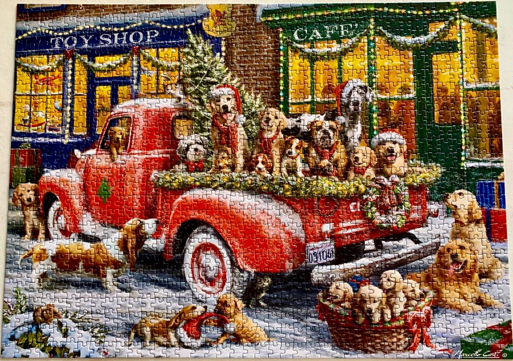 Christmas Pups (V) - Vermont Christmas Company puzzle collectible [Barcode 819273029010] - Main Image 3