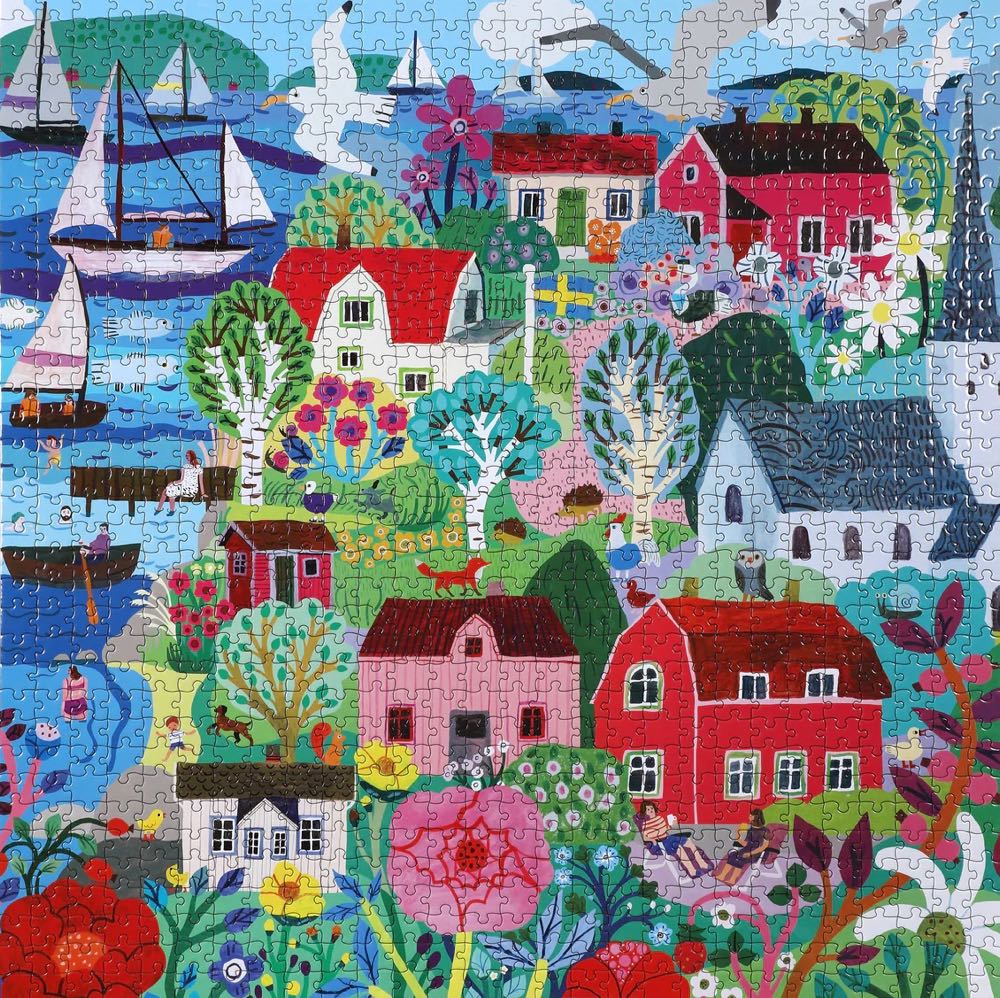 Swedish Fishing Village - Eeboo puzzle collectible [Barcode 689196511639] - Main Image 2