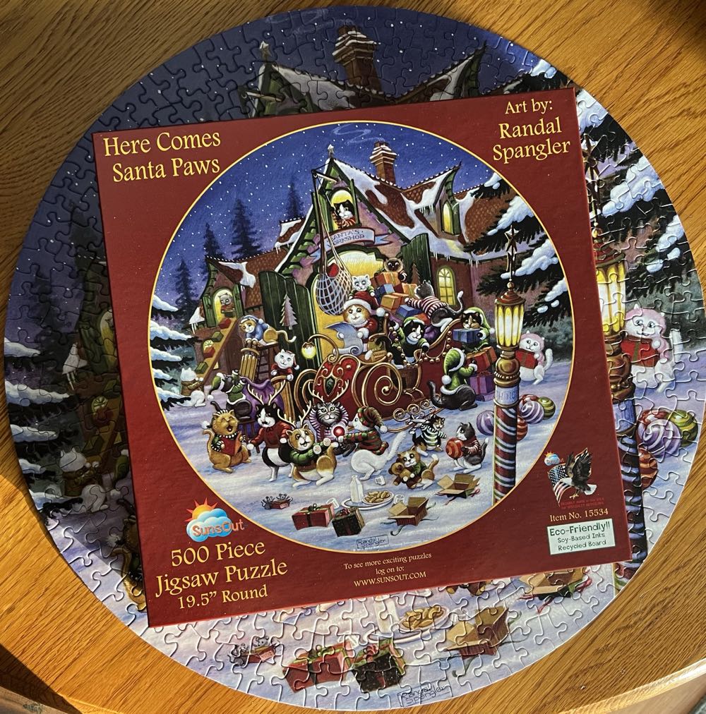 Here Comes Santa Paws - SunsOut puzzle collectible [Barcode 796780155343] - Main Image 3