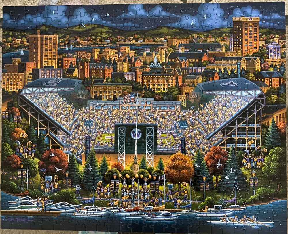 Washington Huskies - Dowdle Folk Art puzzle collectible [Barcode 671095002561] - Main Image 2