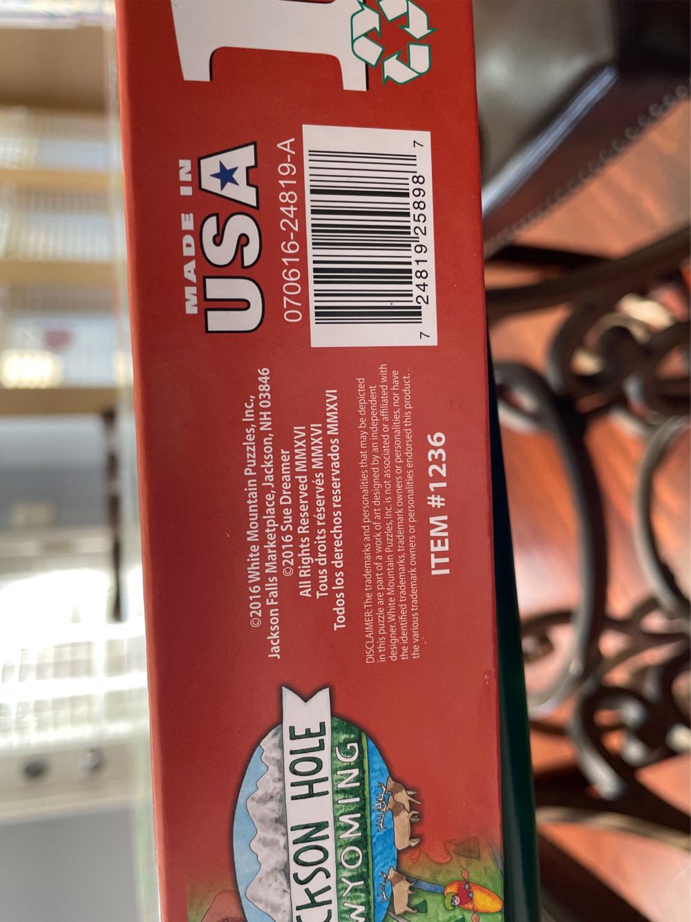 Jackson Hole Wyoming - 1052, 4/2/26 - White Mountain puzzle collectible [Barcode 724819258987] - Main Image 4