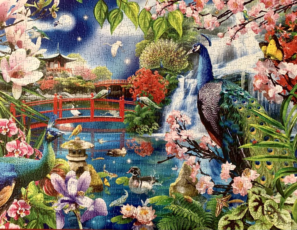 Peacock Garden - SunsOut puzzle collectible [Barcode 796780349988] - Main Image 2