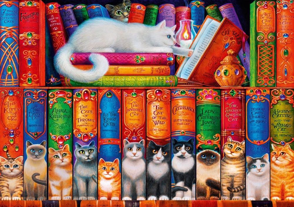 Cat Bookshelf - Bluebird Puzzle puzzle collectible [Barcode 3663384703447] - Main Image 2