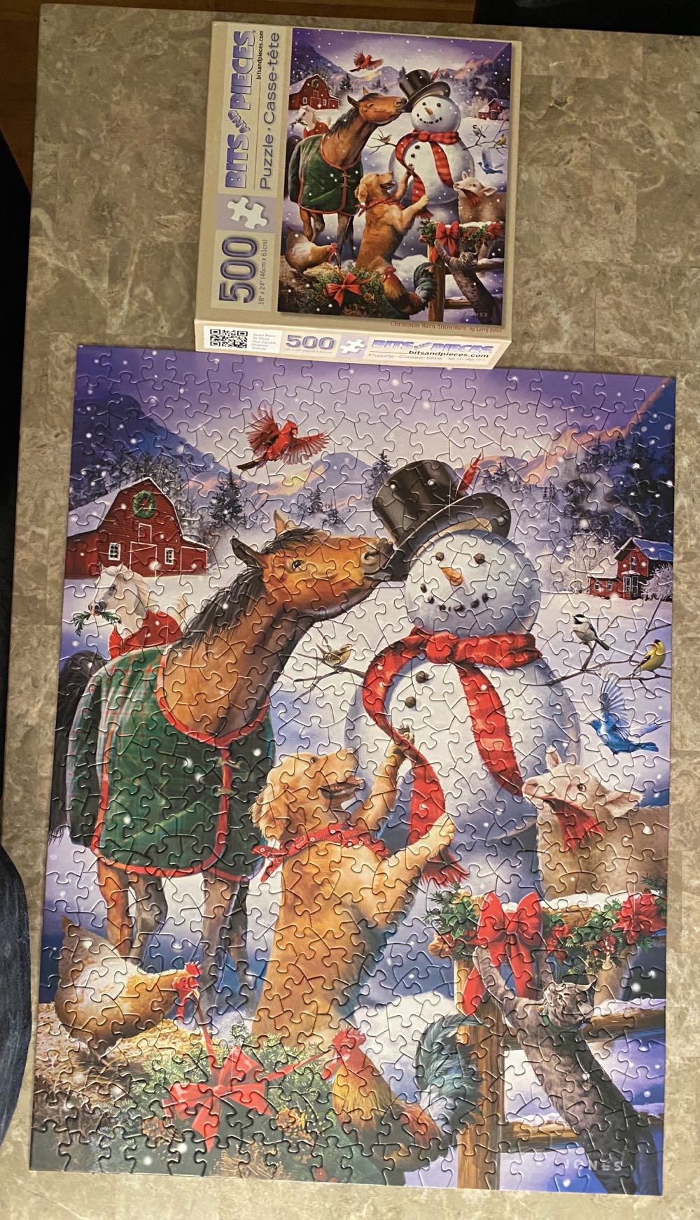 Christmas Barn Snowman. Traded - Bits And Pieces puzzle collectible [Barcode 192949017079] - Main Image 2