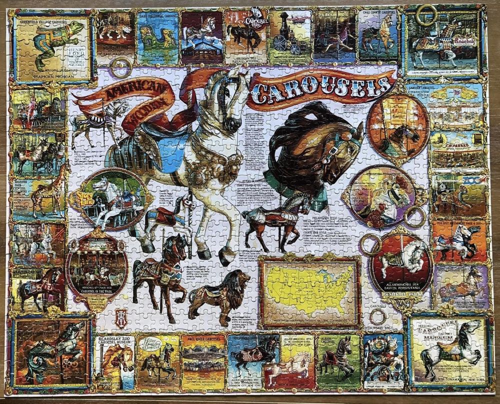 American Wooden Carousels(BB,2)-NIB - White Mountain Puzzles puzzle collectible [Barcode 724819247448] - Main Image 2