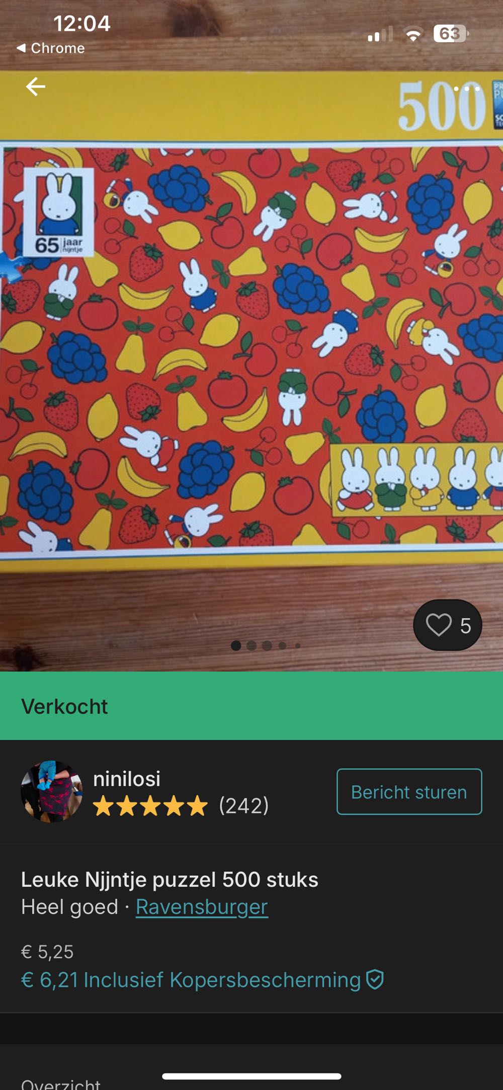 Fruit Miffy - Ravensburger puzzle collectible [Barcode 4005556165599] - Main Image 4