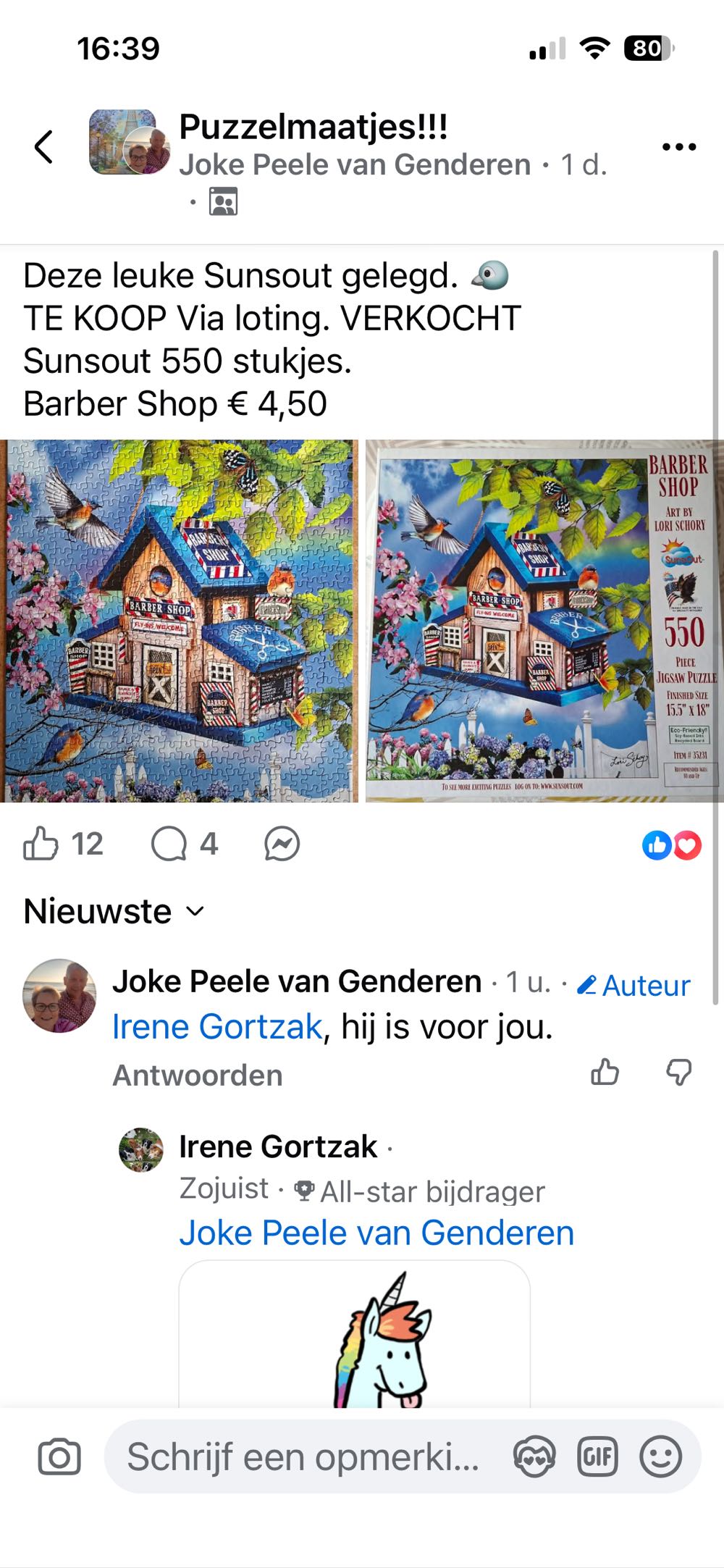 Barber Shop Betaald (Joke) - SunsOut puzzle collectible [Barcode 796780352315] - Main Image 4