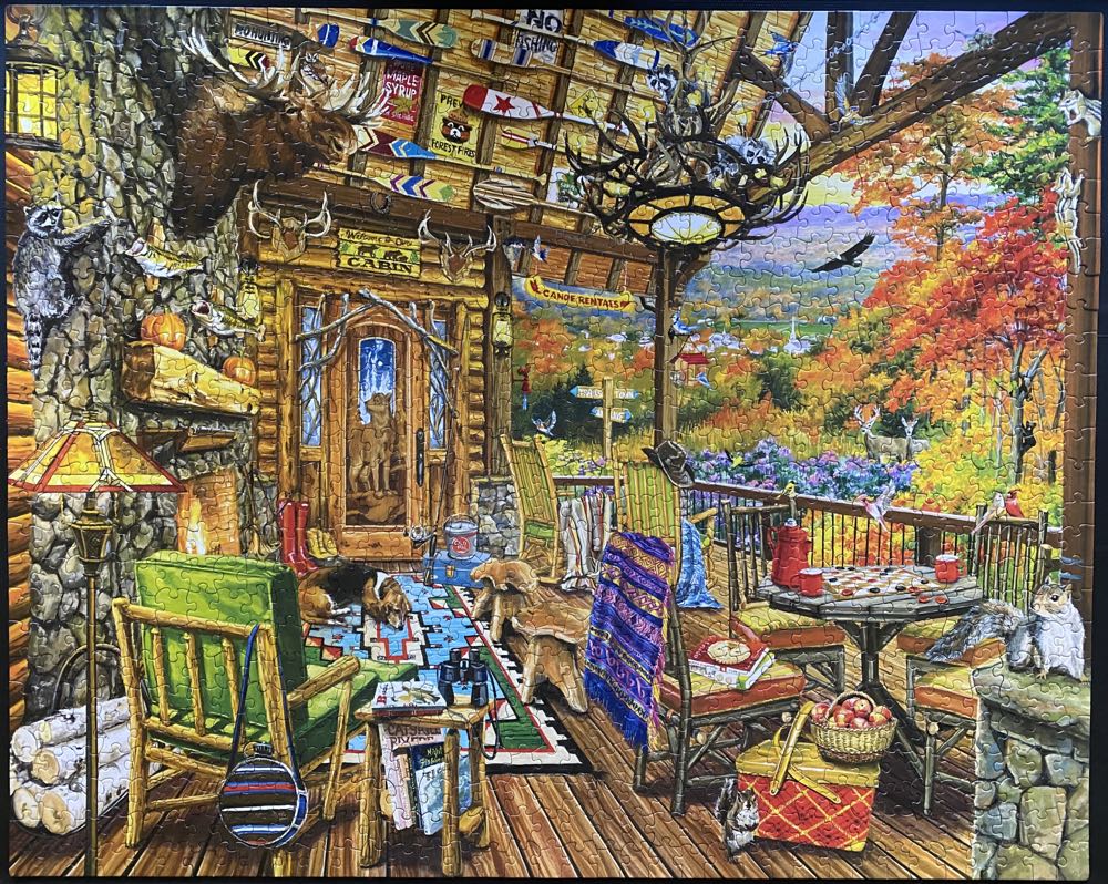 Autumn Porch - White Mountain puzzle collectible [Barcode 724819265008] - Main Image 2