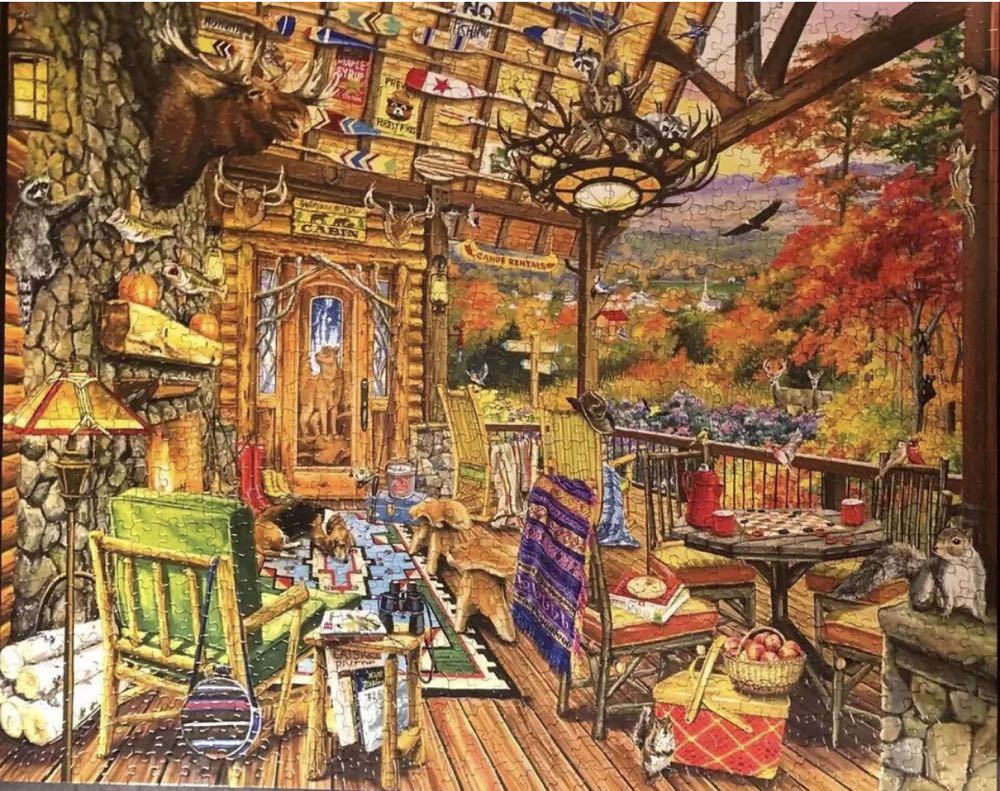 Autumn Porch - White Mountain puzzle collectible [Barcode 724819265008] - Main Image 4