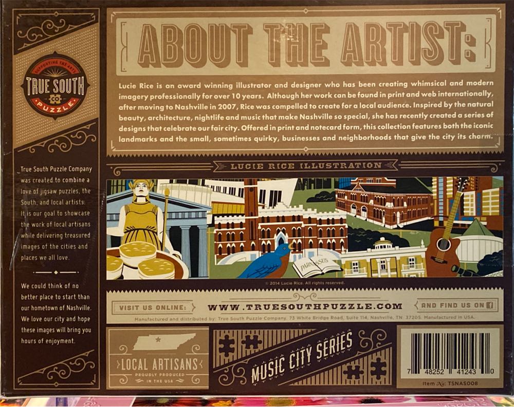 True South Piece Nashville Jigsaw Puzzle 20”x27” Brand New ...  puzzle collectible [Barcode 748252412430] - Main Image 2