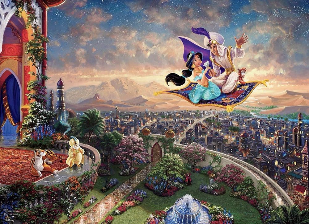 Ceaco / TK (300 | 24x18): Disney — Aladdin - Ceaco / Thomas Kinkade puzzle collectible [Barcode 021081221764] - Main Image 2