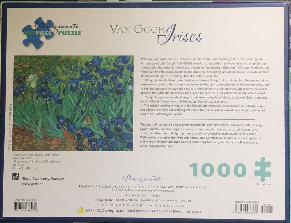 Irises - Pomegranate 🇺🇸 puzzle collectible [Barcode 9780764936517] - Main Image 2