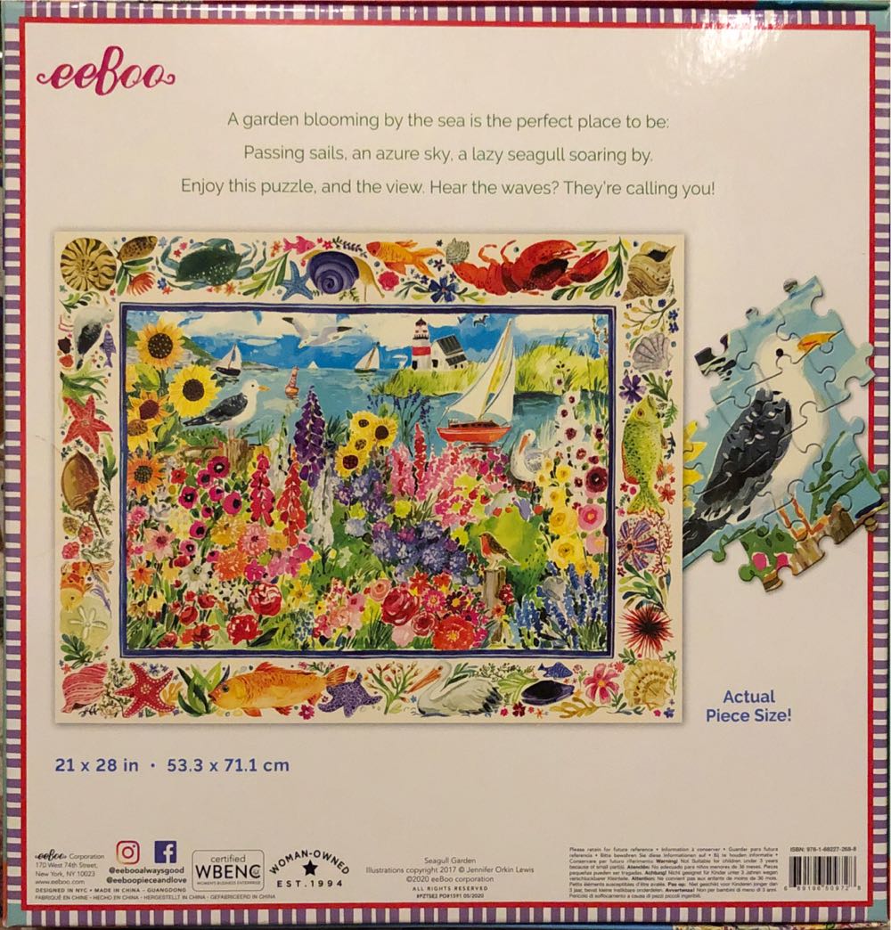Seagull Garden 1000 Pieces - Eeboo puzzle collectible [Barcode 689196509728] - Main Image 2
