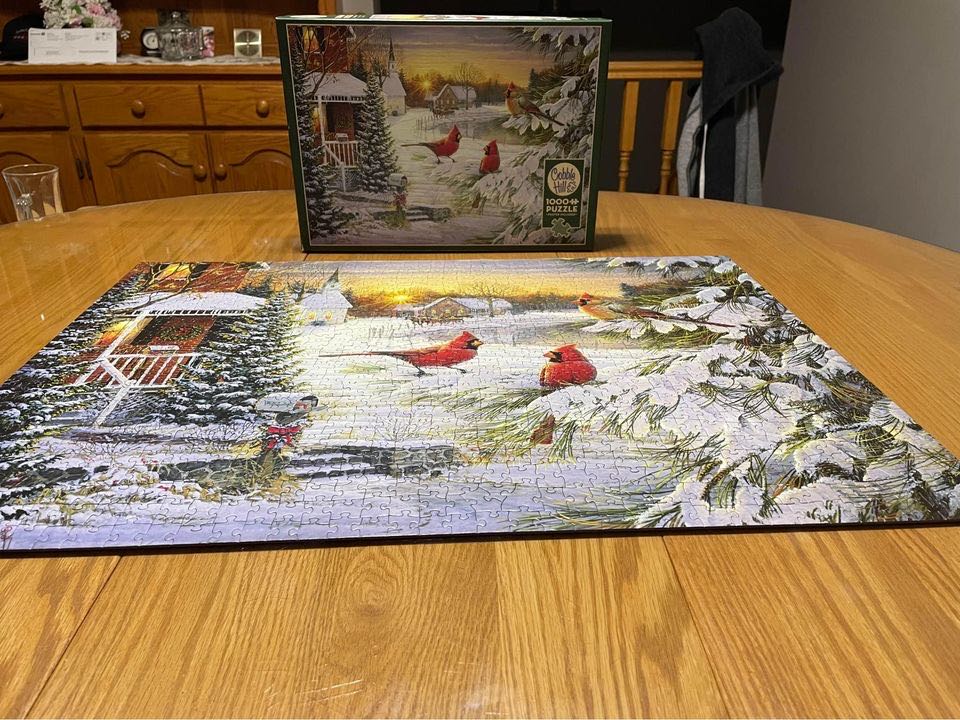 Sunset Cardinals - Cobble Hill puzzle collectible [Barcode 625012803076] - Main Image 2