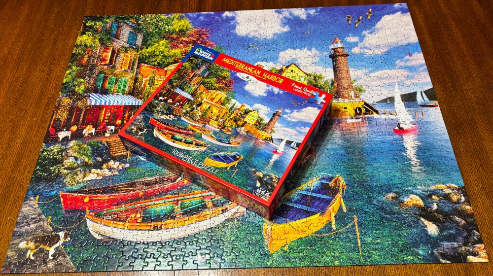 Mediterranean Harbor - White Mountain Puzzles puzzle collectible [Barcode 724819264650] - Main Image 3