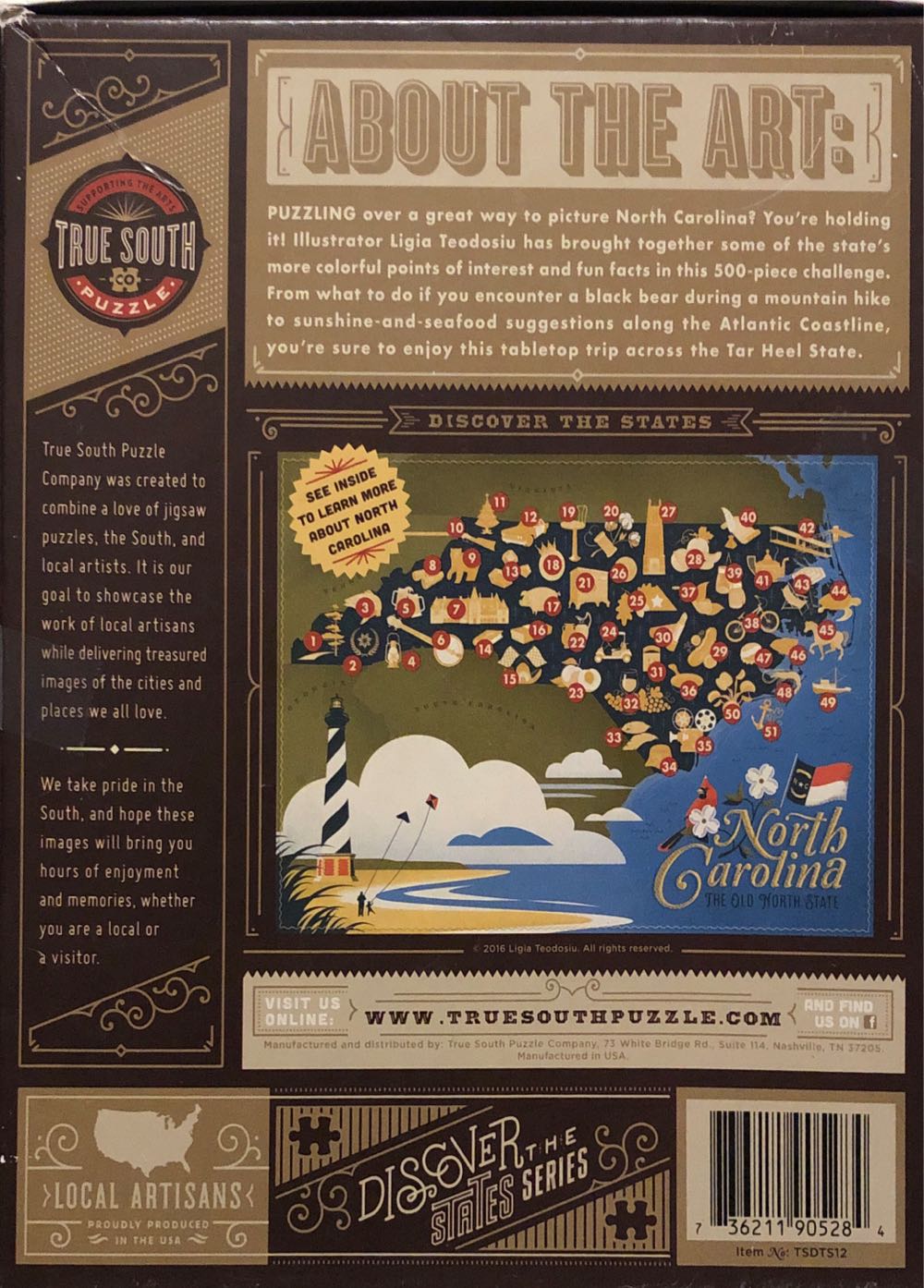 True South North Carolina - True South puzzle collectible [Barcode 736211905284] - Main Image 2