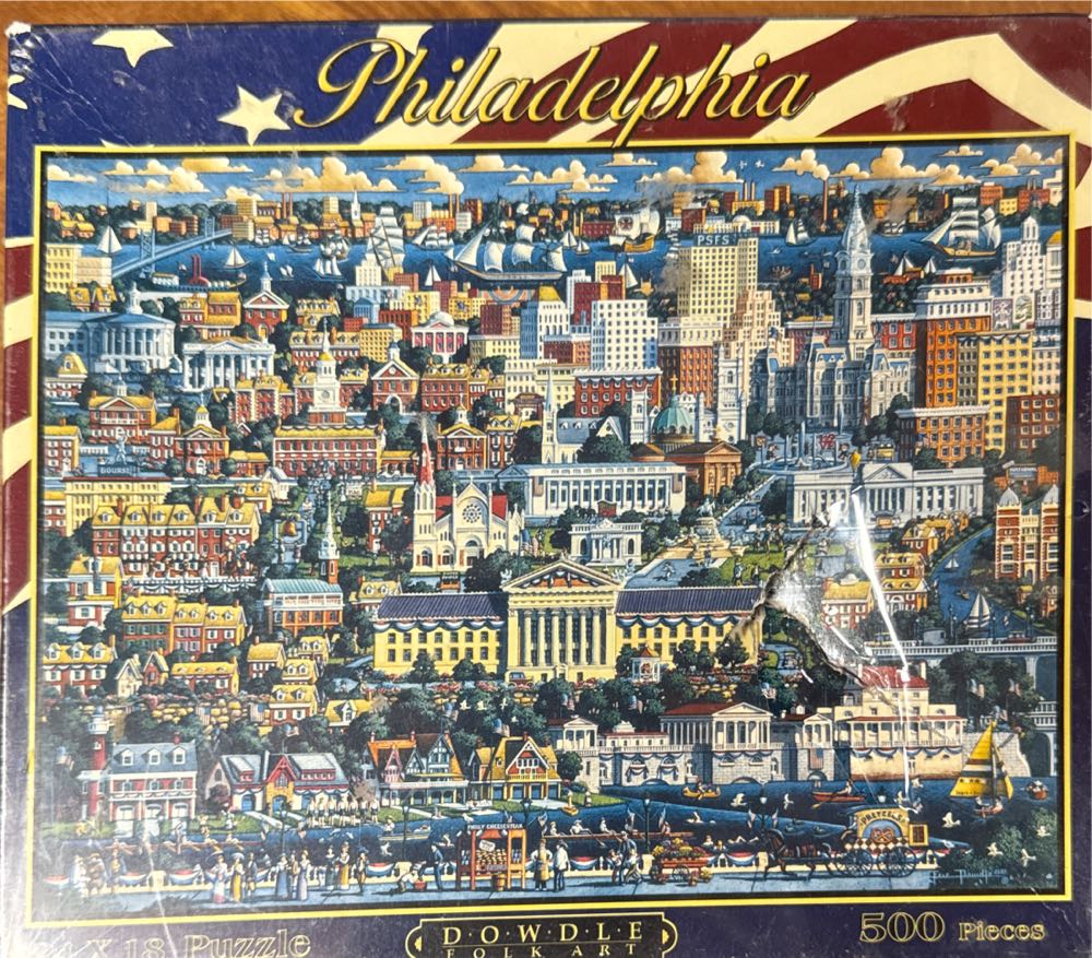 Philadelphia - Dowdle Folk Art 🇺🇸 puzzle collectible [Barcode 671095000482] - Main Image 2