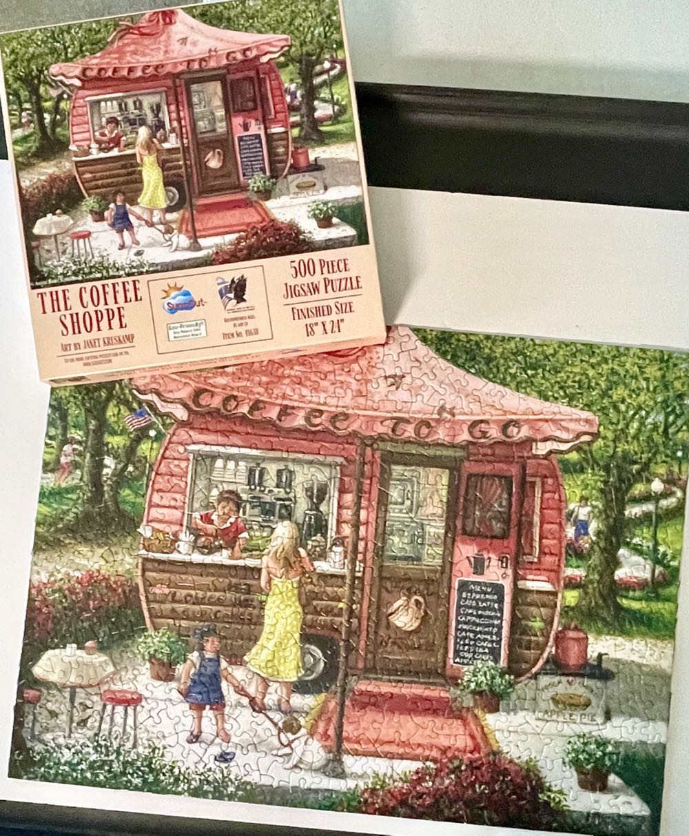 The Coffee Shoppe - SunsOut puzzle collectible [Barcode 796780416383] - Main Image 3