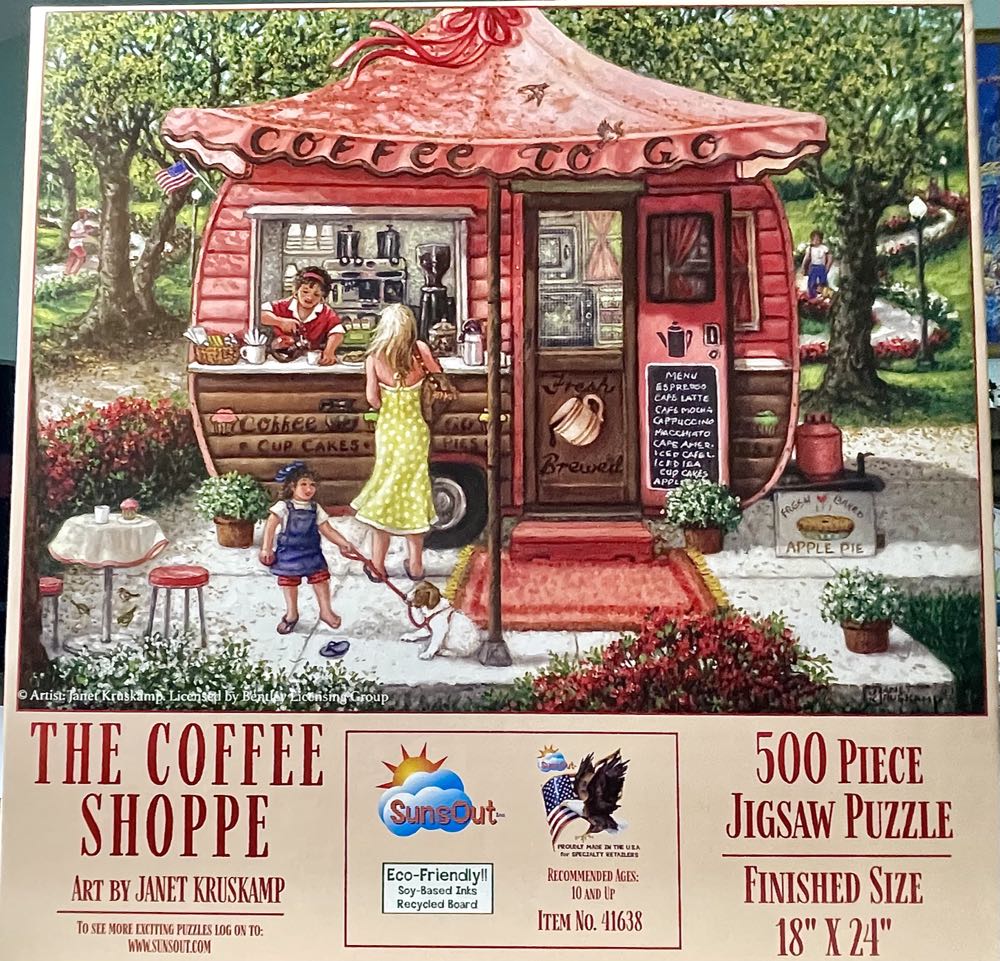The Coffee Shoppe - SunsOut puzzle collectible [Barcode 796780416383] - Main Image 4