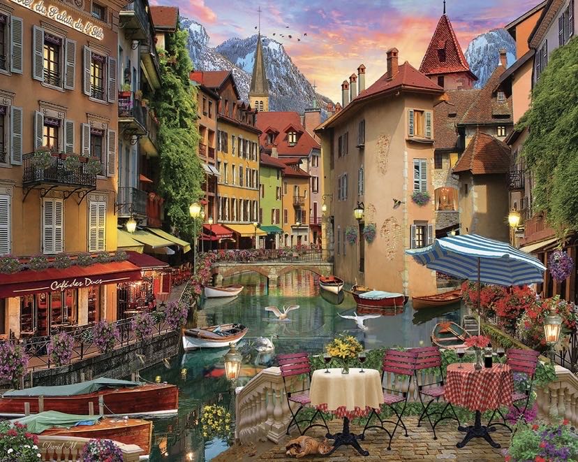 Sunset on the Canal-SK - White Mountain puzzle collectible - Main Image 2