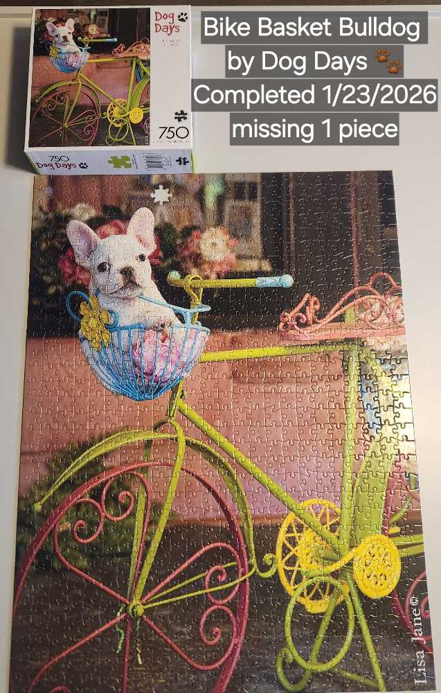 Dog Days - Bike Basket Bulldog - Buffalo puzzle collectible [Barcode 079346173600] - Main Image 2