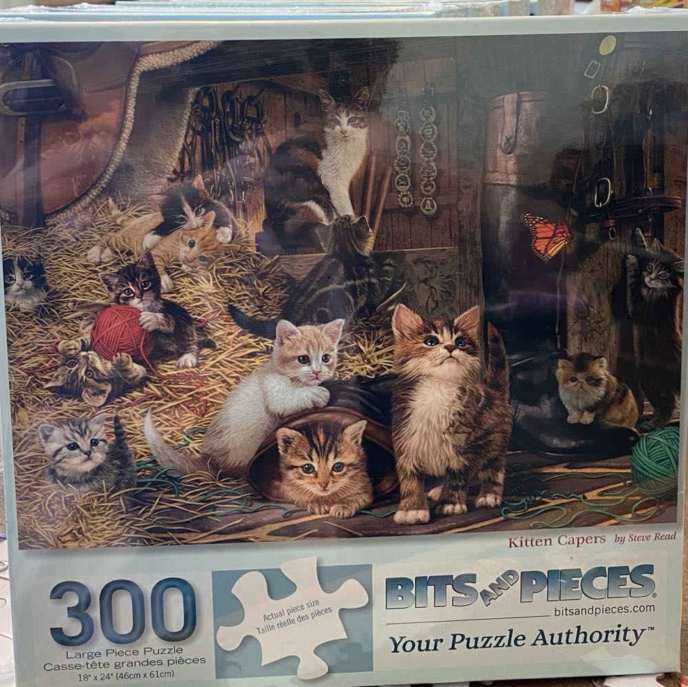Bits And Pieces 300 Piece Jigsaw Puzzle For Adults 18” X 24” Kitten Capers 300 Pc Cat Animal Barn Hay Yarn Pet Farm Boot Jigsaw By Artist  steve Read - Bits And Pieces puzzle collectible [Barcode 192949051769] - Main Image 2