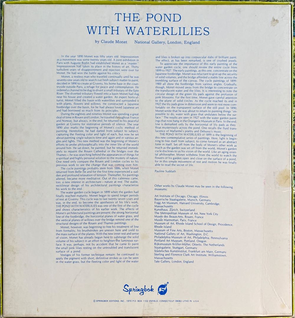 The Pond With Waterlilies - Springbok puzzle collectible - Main Image 3