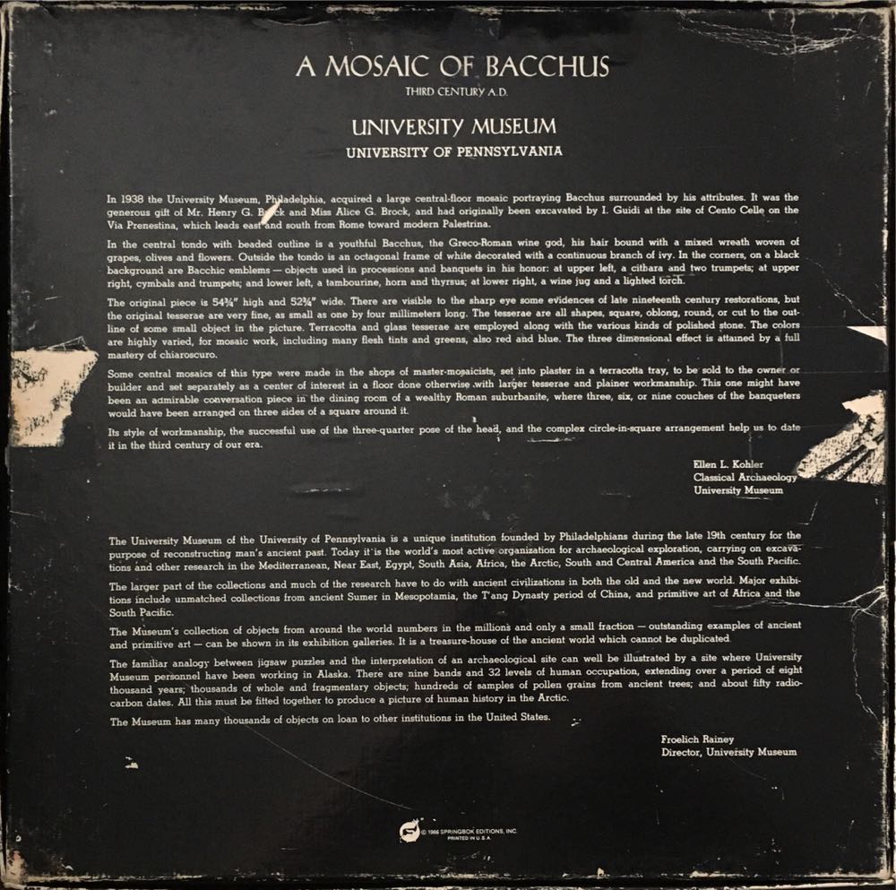 A Mosaic of Bacchus - Springbok (Vintage) puzzle collectible - Main Image 2