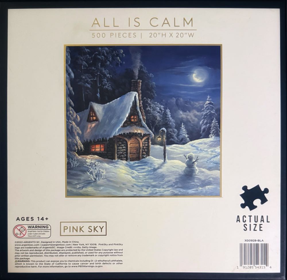 All is Calm-old - Pink Sky puzzle collectible [Barcode 191205543154] - Main Image 3