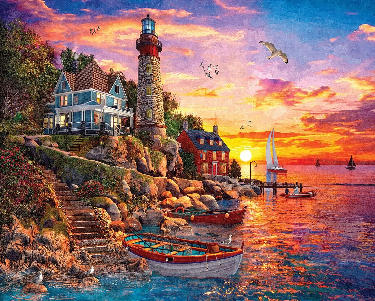Lighthouse Sunset (v)🧩 - White Mountain puzzle collectible - Main Image 2