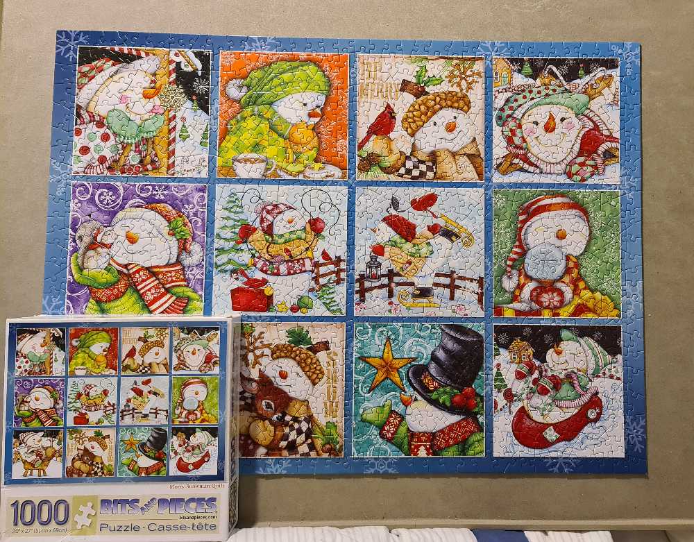 B & P Merry Snowman Quilt.   SOLD - Bits And Pieces puzzle collectible [Barcode 192949015587] - Main Image 3