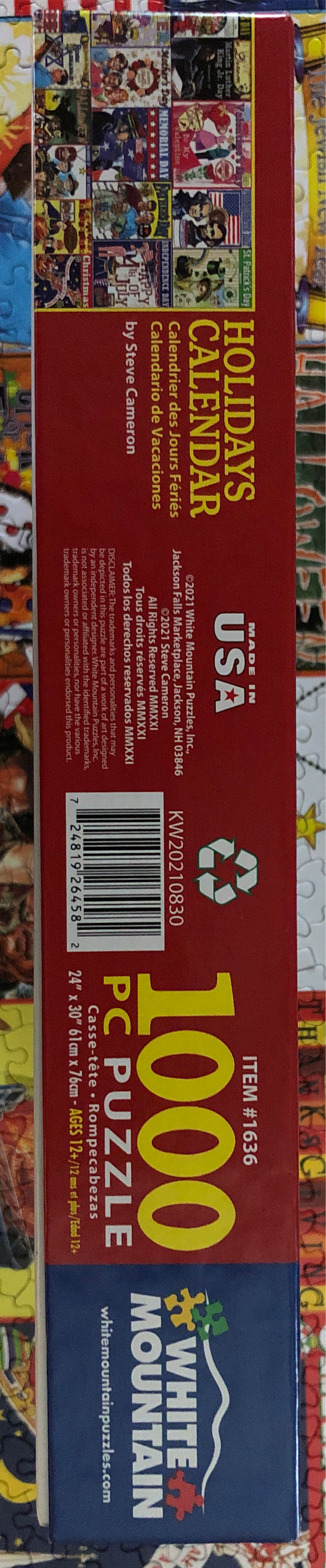 Holidays Calendar - White Mountain puzzle collectible [Barcode 724819264582] - Main Image 3