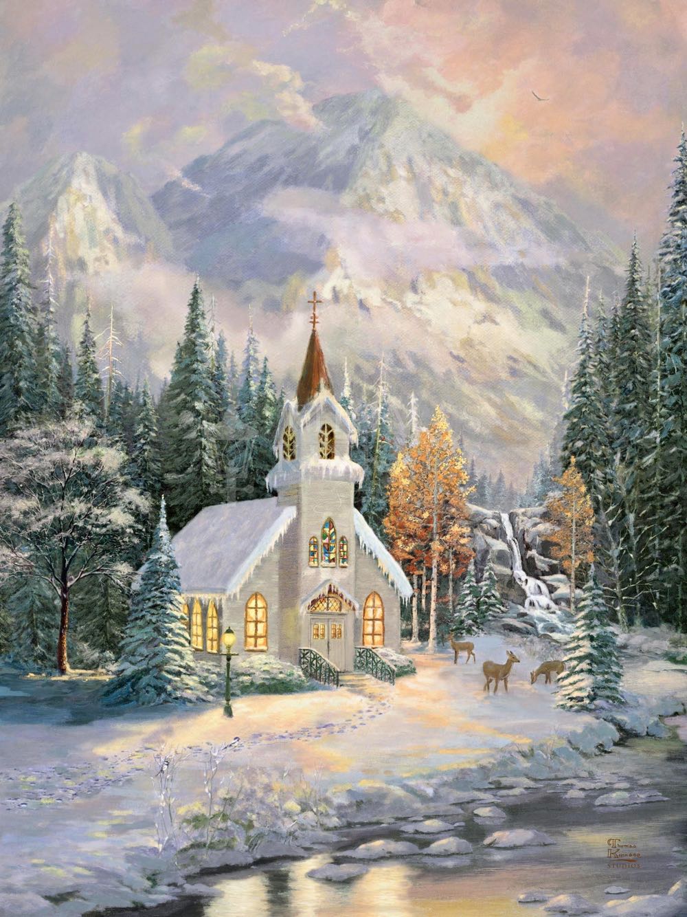 Thomas Kinkade : Deer Creek Chapel - Ceaco puzzle collectible [Barcode 021081332873] - Main Image 2