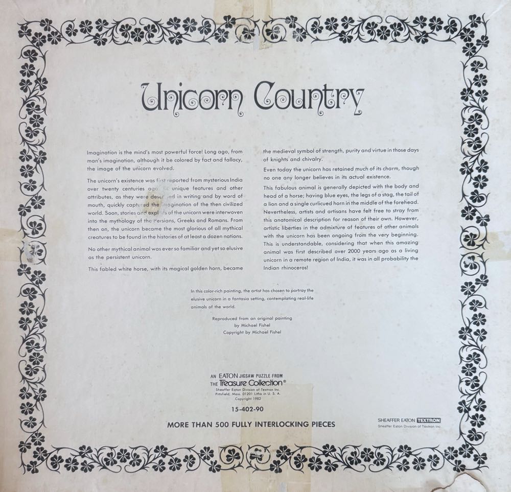 Unicorn Country - Eaton (Vintage) puzzle collectible - Main Image 2