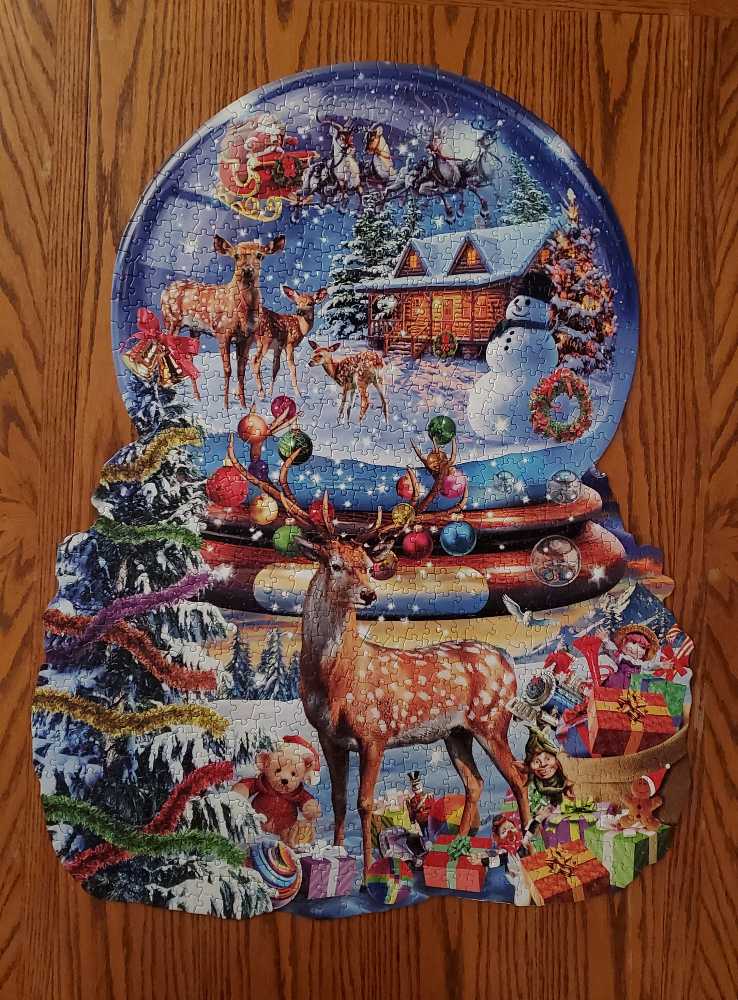 Christmas Snow Globe Shaped Adam Fishman  - SunsOut puzzle collectible [Barcode 796780971820] - Main Image 2