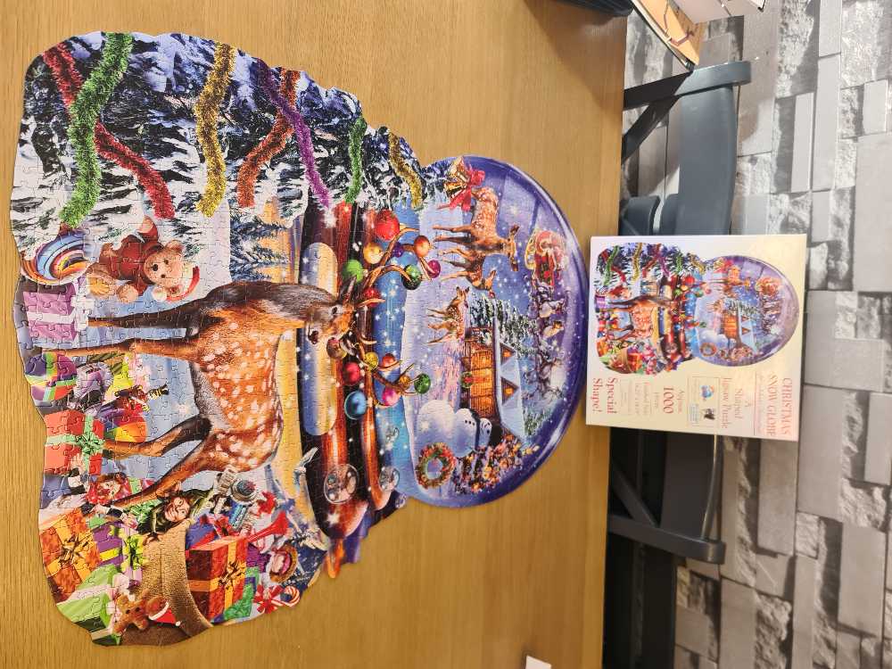 Christmas Snow Globe Shaped Adam Fishman  - SunsOut puzzle collectible [Barcode 796780971820] - Main Image 3