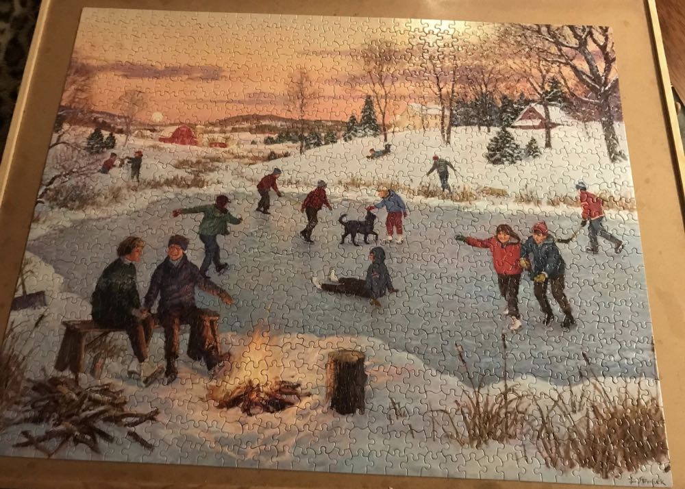 The Olde Skating Pond  - White Mountain puzzle collectible [Barcode 724819253807] - Main Image 2