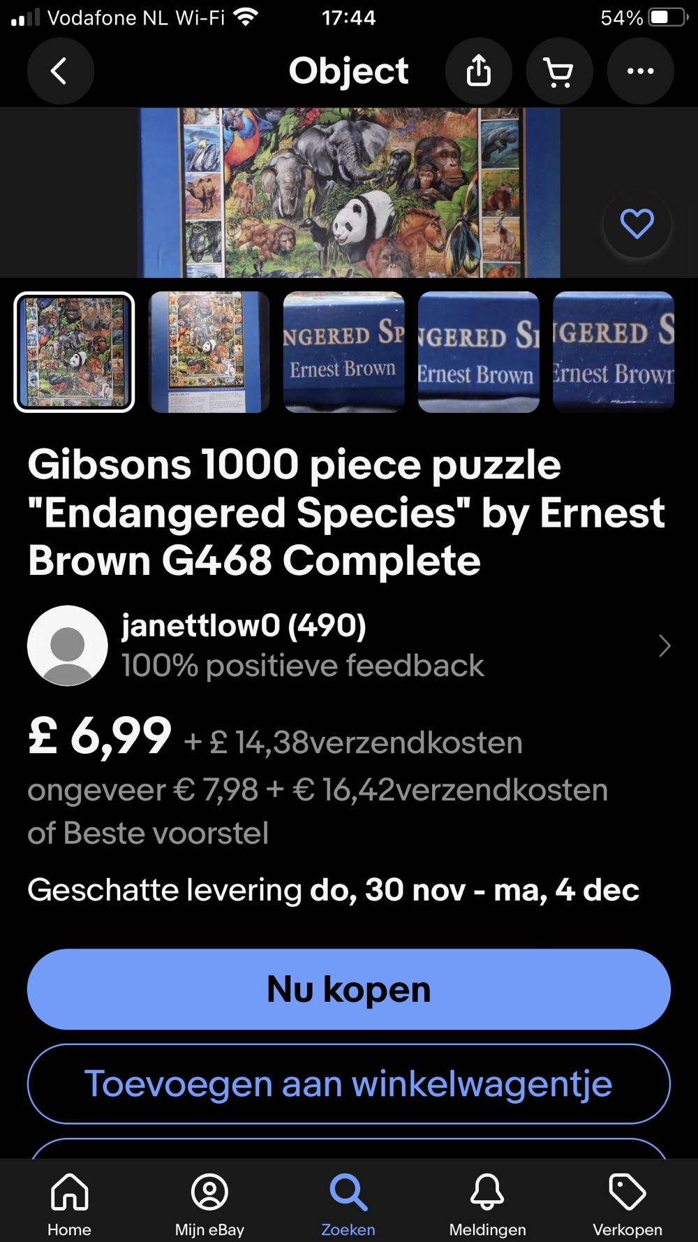Endangered Species - Gibsons puzzle collectible [Barcode 5012269004687] - Main Image 4