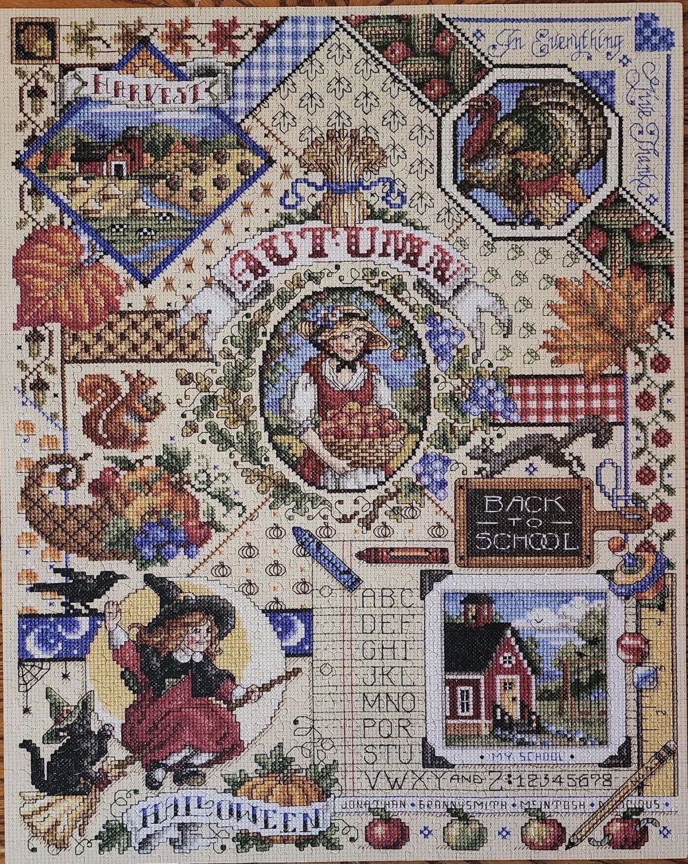 Autumn Cross Stitch-Suzanne -no - White Mountain Puzzles puzzle collectible [Barcode 724819253883] - Main Image 2