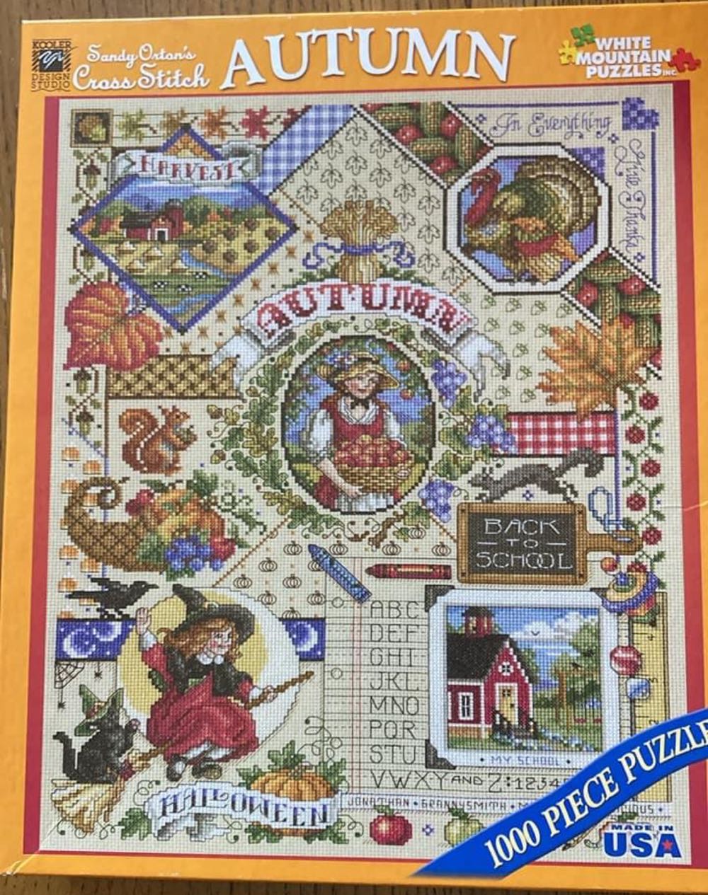 Autumn Cross Stitch-Suzanne -no - White Mountain Puzzles puzzle collectible [Barcode 724819253883] - Main Image 3