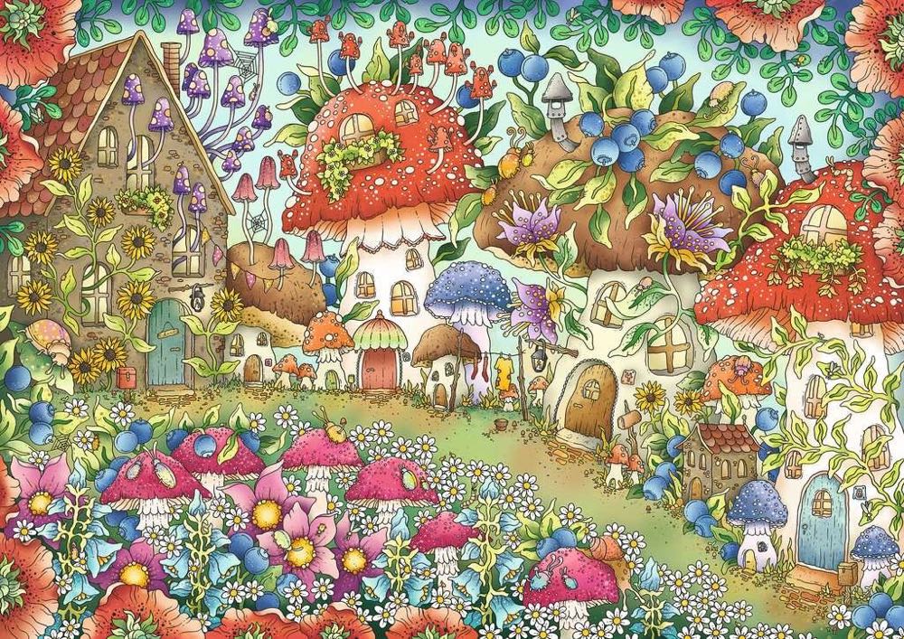 Floral Mushroom Houses (📫Renate Betaald) - Ravensburger puzzle collectible [Barcode 4005556169979] - Main Image 2