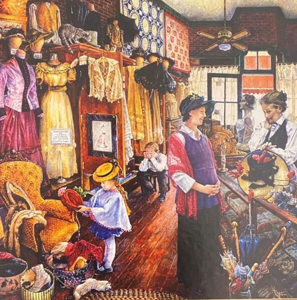 Buying Hats - SunsOut puzzle collectible [Barcode 796780442641] - Main Image 2