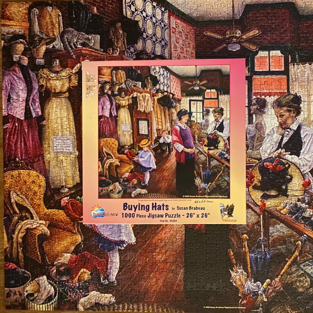 Buying Hats - SunsOut puzzle collectible [Barcode 796780442641] - Main Image 4