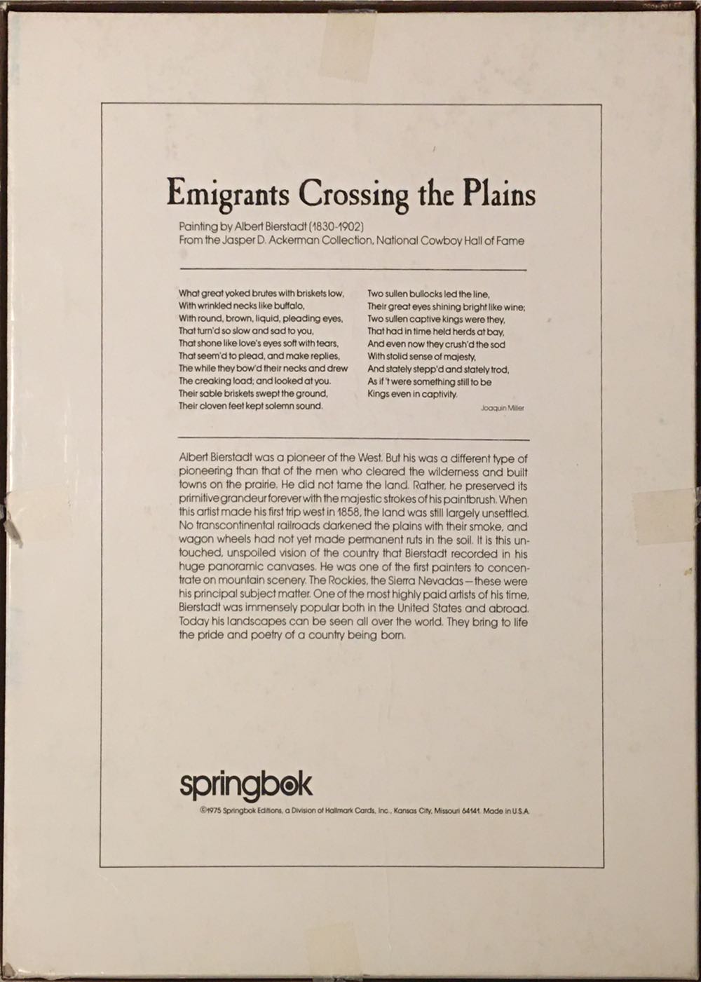 Emigrants Crossing the Plains - Springbok puzzle collectible - Main Image 2