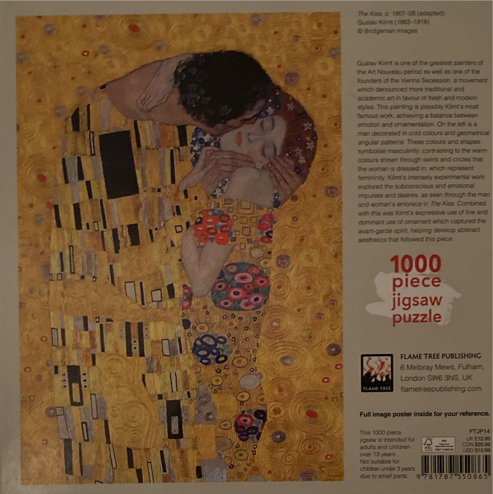 The Kiss*** - Flame Tree puzzle collectible [Barcode 9781787550865] - Main Image 2