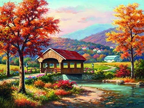 Fall At The Covered Bridge - SunsOut puzzle collectible [Barcode 796780366084] - Main Image 1
